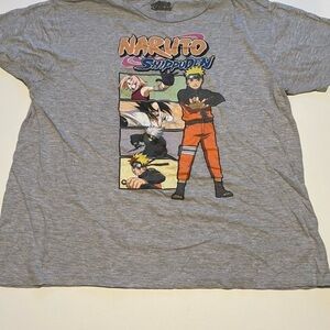 EUC Gray Naruto Shippuden Graphic T-Shirt Size Large 2007 (E3)